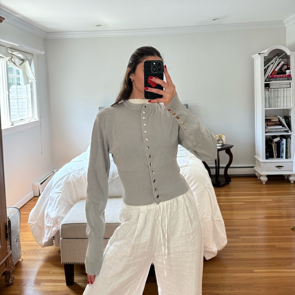 Grey Button Sweater